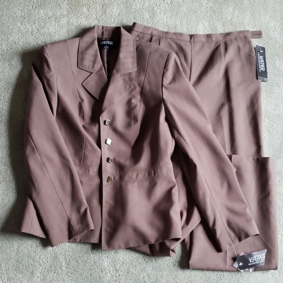 Kasper Pants - NWT Kasper Sz 8 olive green/brown pantsuit